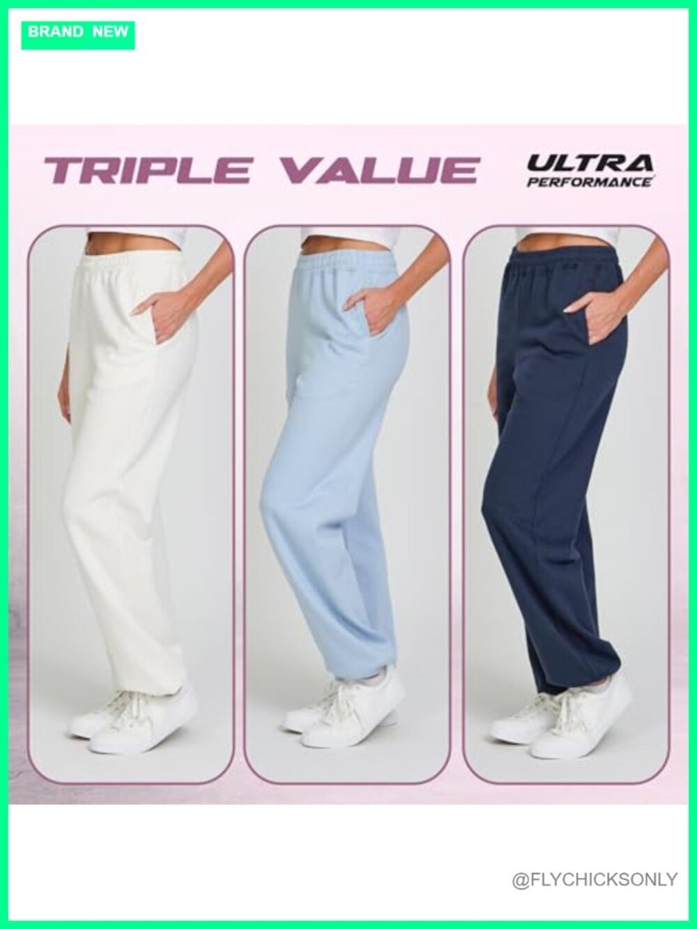 Wide Leg Joggers 3 Pack with Pockets Sweatpants for Women Ultra Soft Fleece - Picture 6 of 7